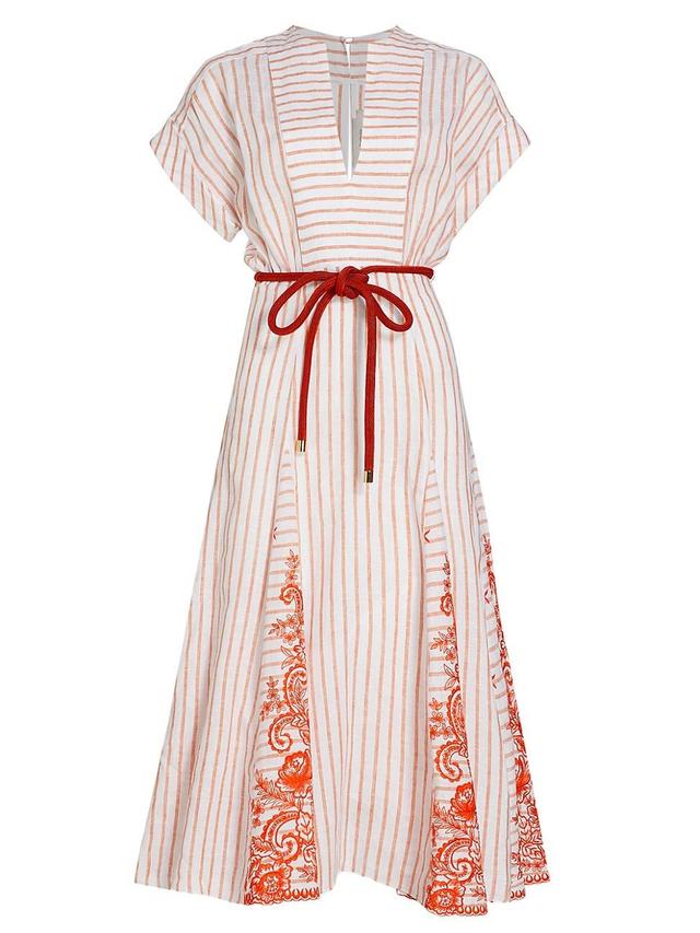 Womens Casandra Stripe Self-Tie Midi-Dress Product Image