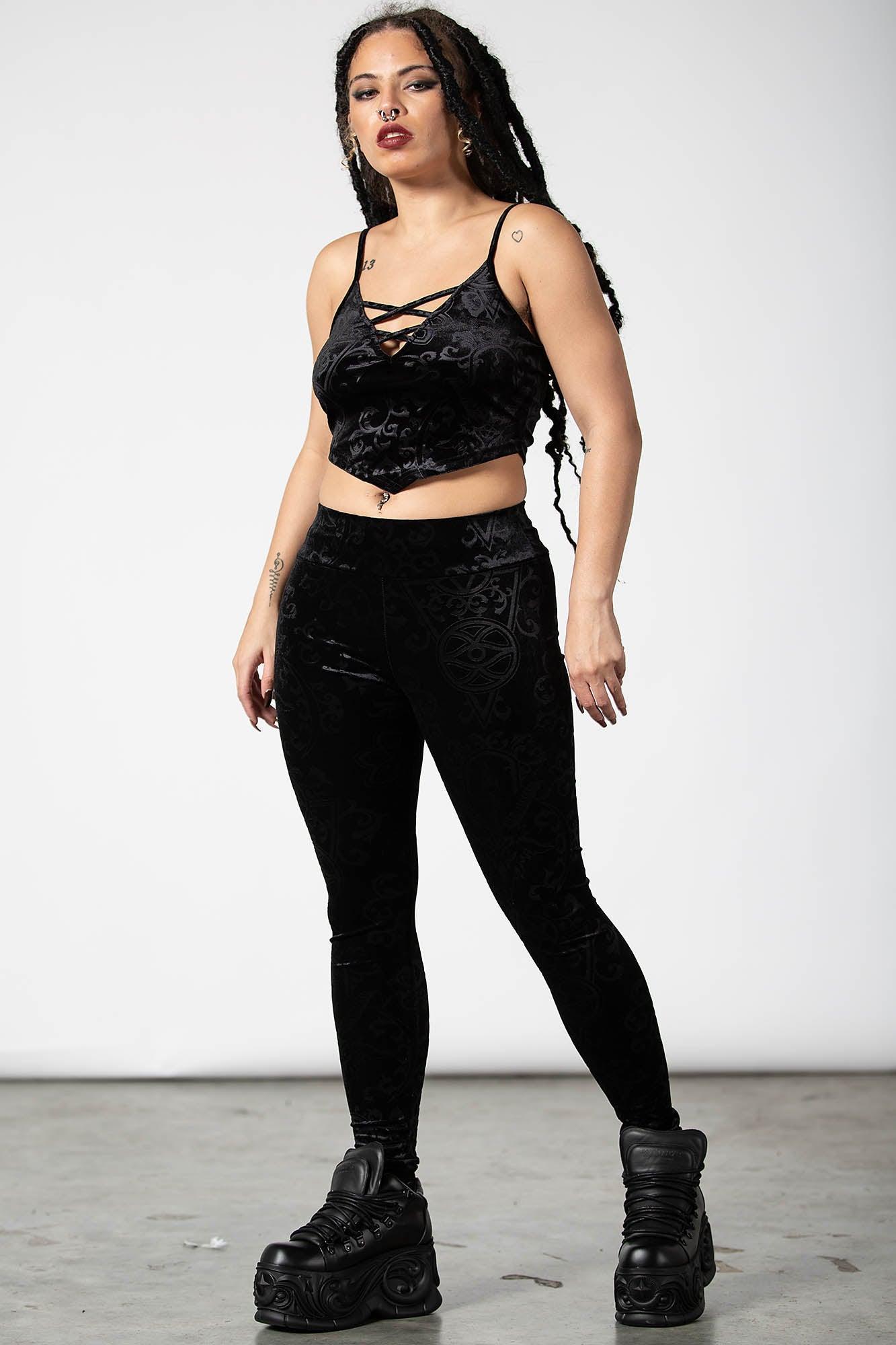 To Ashes Velvet Leggings / Black / 95% Polyester 5% Elastane. product image