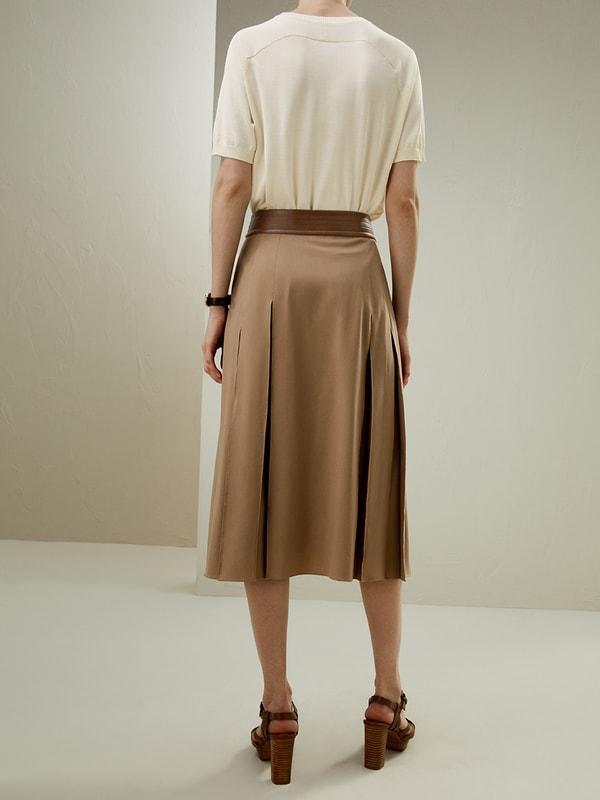 Merino Wool Wrap Midi Skirt Product Image