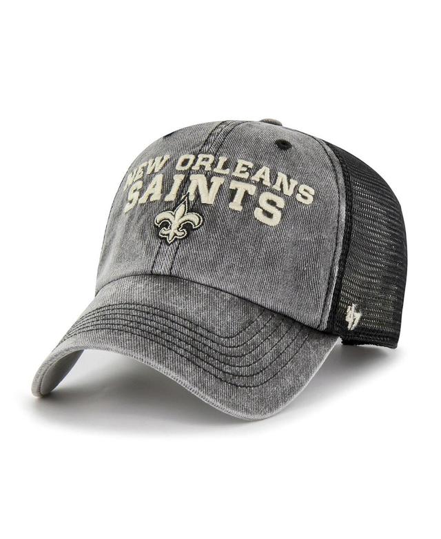 Mens 47 Black New Orleans Saints Drumlin Trucker Clean Up Snapback Hat Product Image