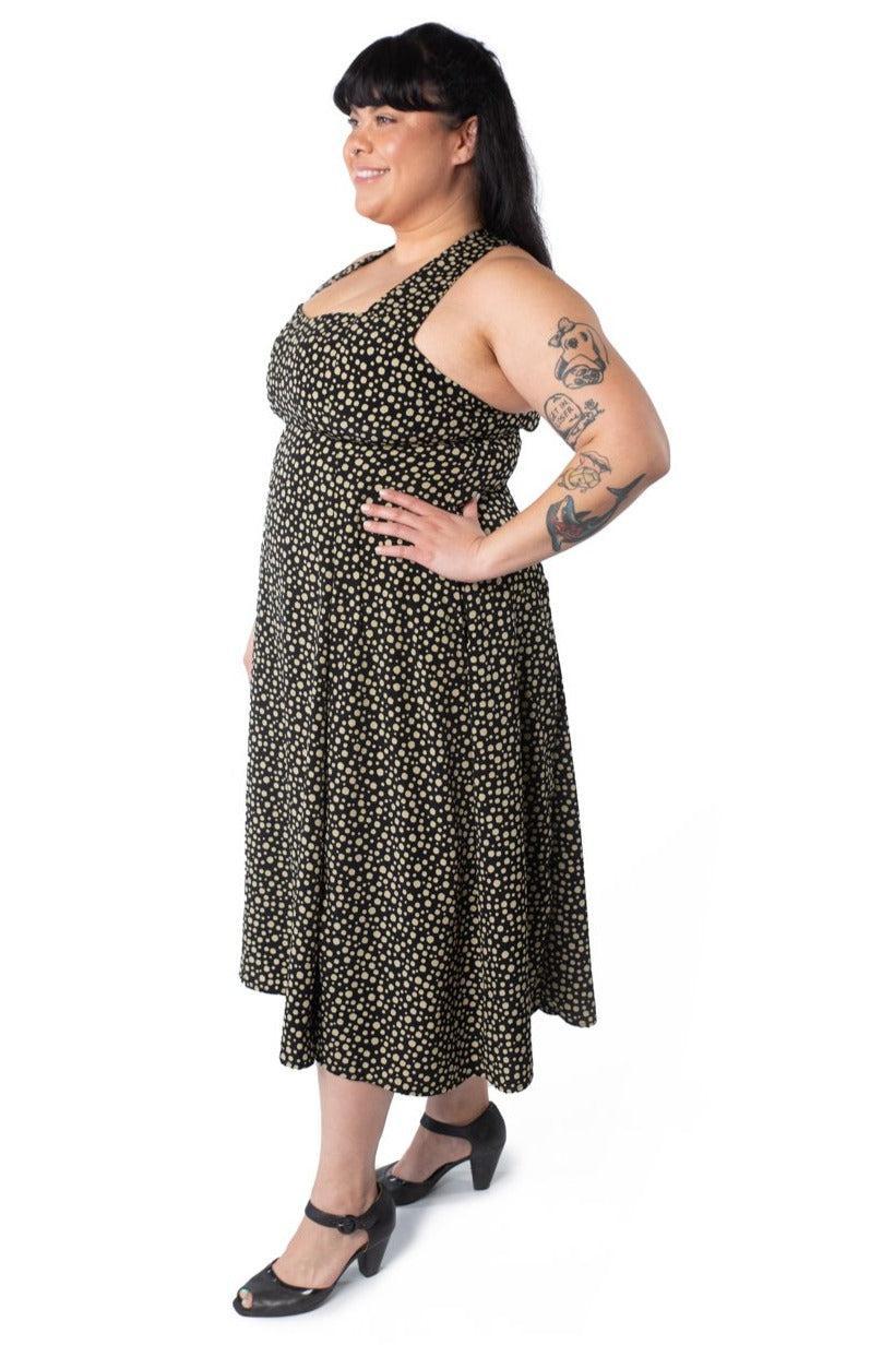 Iris Dress in Black and Creme Dot Product Image