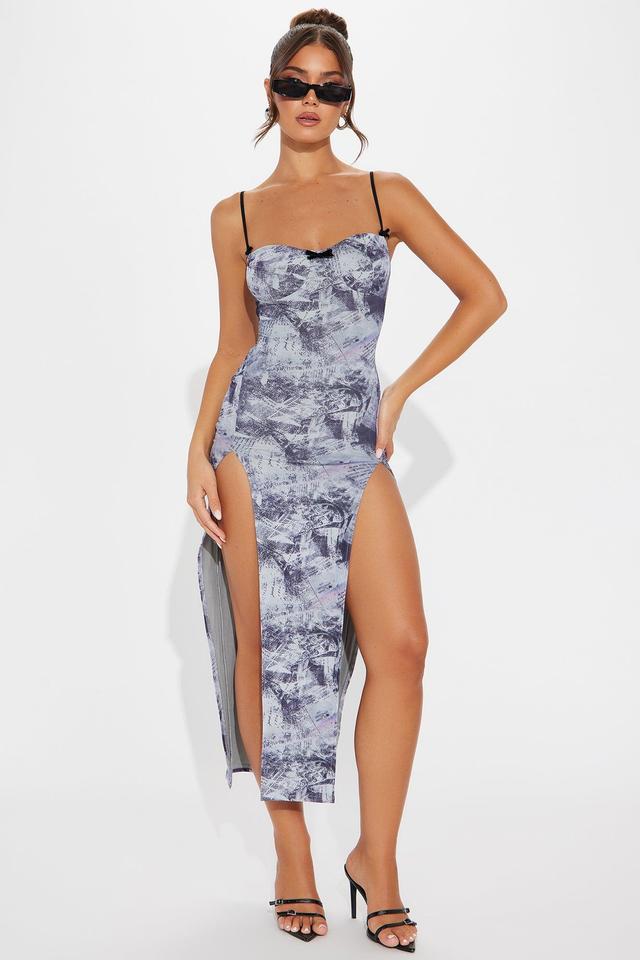 Newsflash Mesh Midi Dress - Grey/combo Product Image