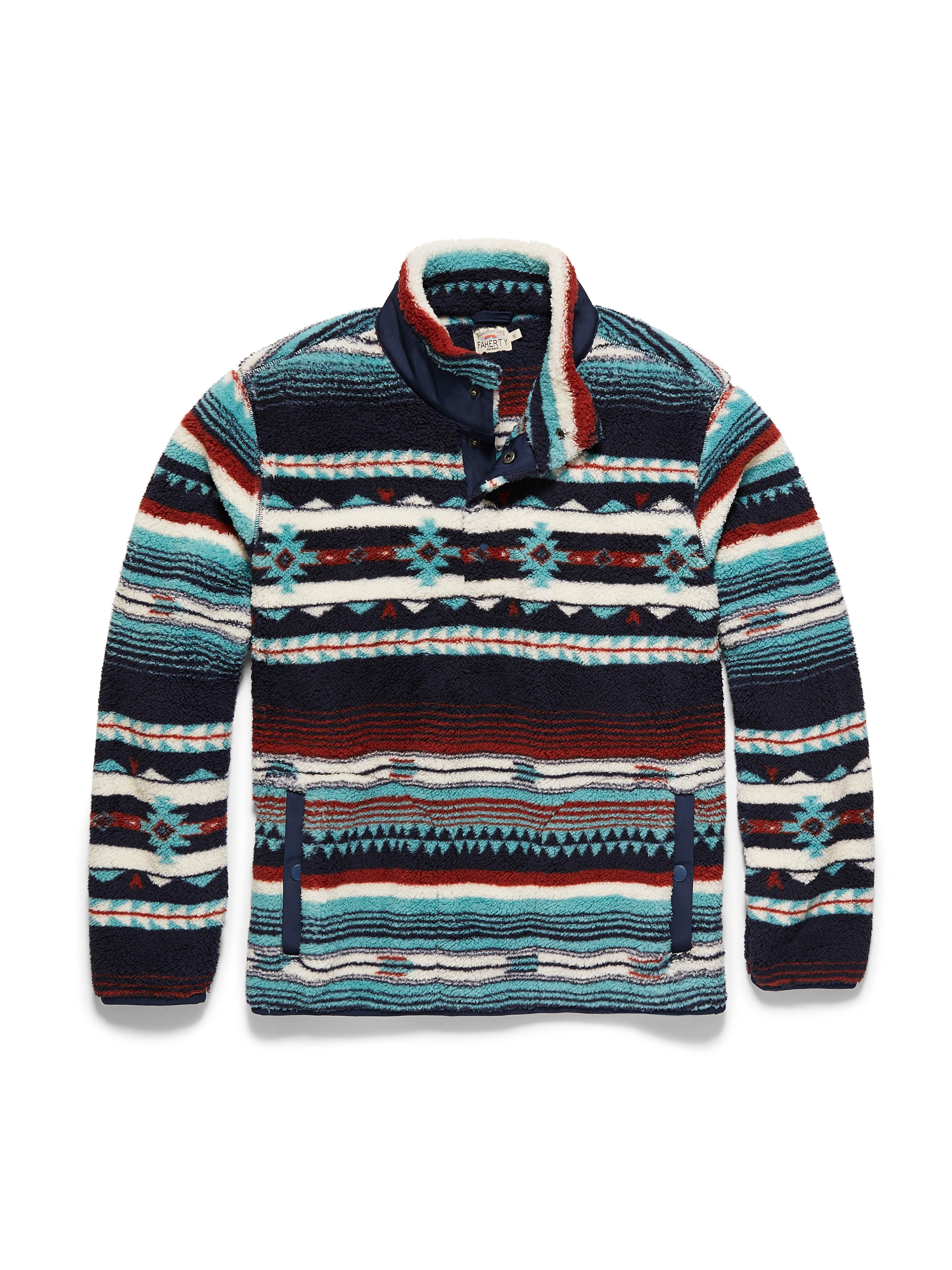 Doug Good Feather High Pile Fleece Popover - Rising Sky Turquoise Male Product Image