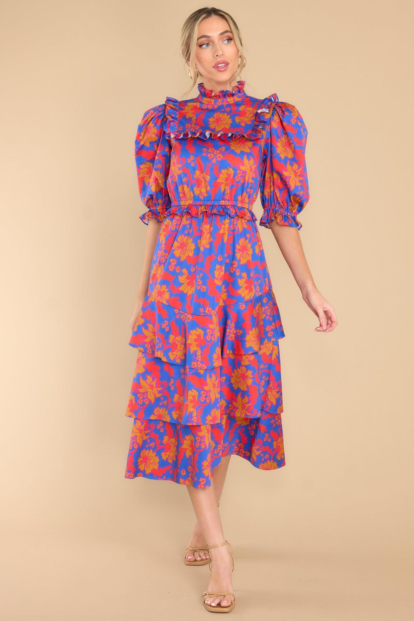 Sawyer Cobalt Tea Garden Dress Print Product Image