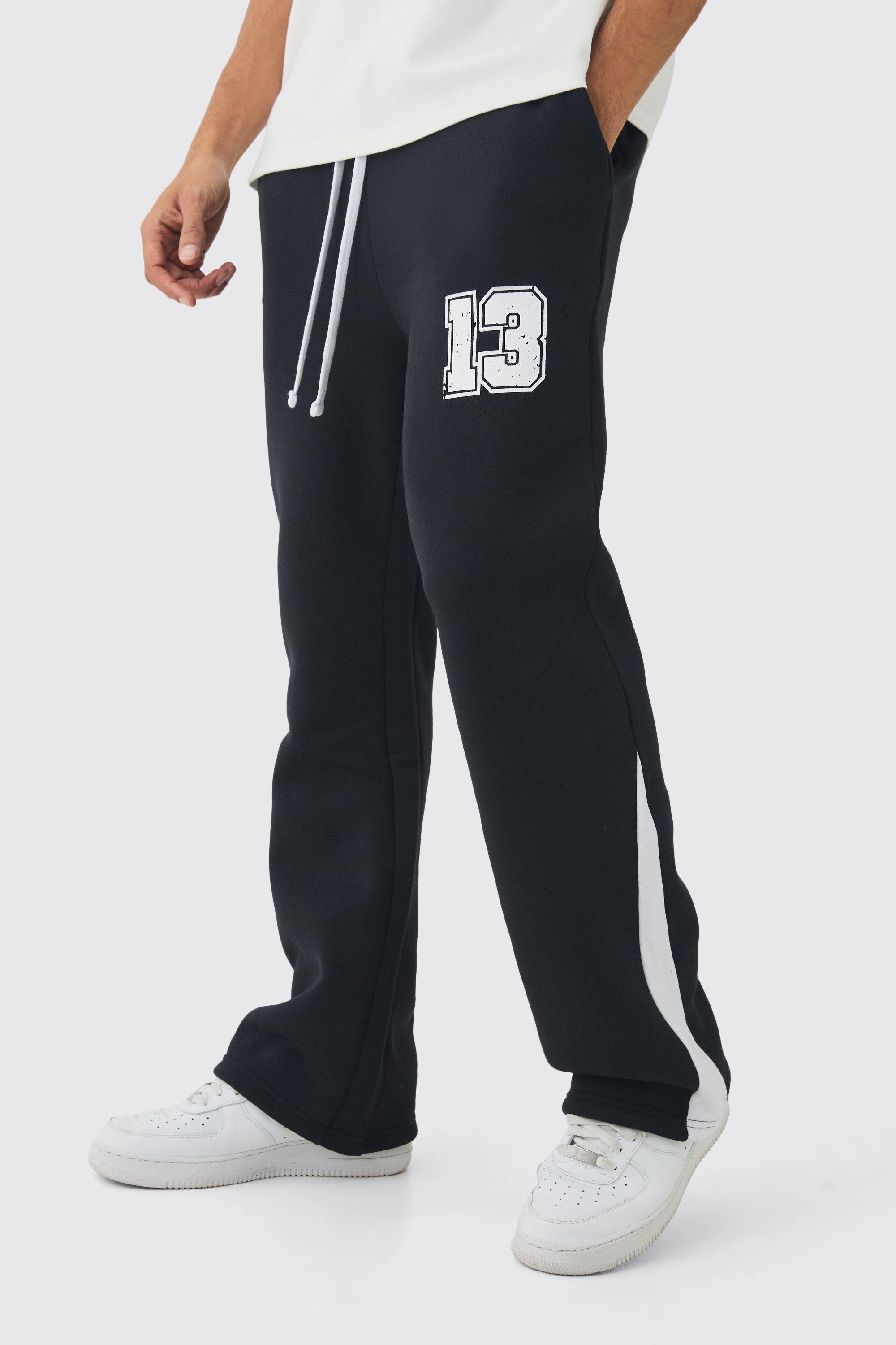 Regular Fit Varsity Print Gusset Sweatpants | boohooMAN USA Product Image