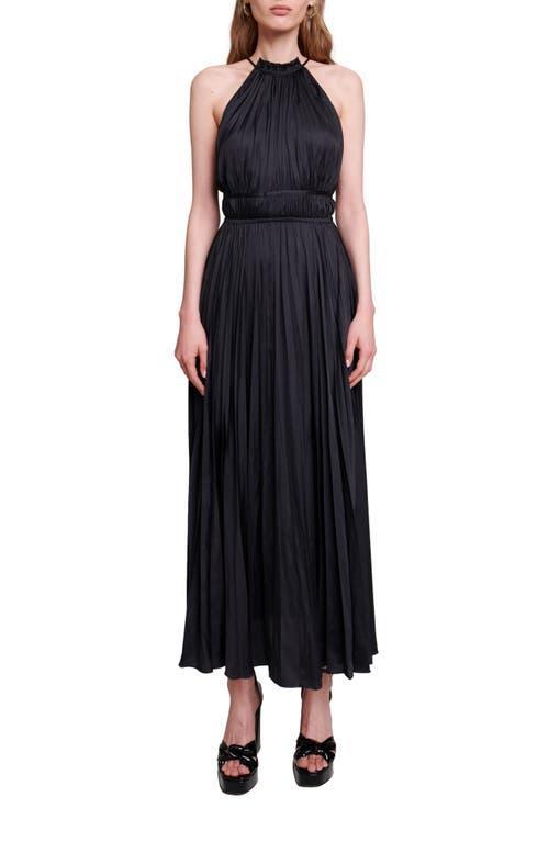 Womens Pleated Satin Maxi Dress Product Image