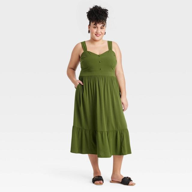 Womens Tiered Midi Tank Dress - Ava & Viv 3X Product Image