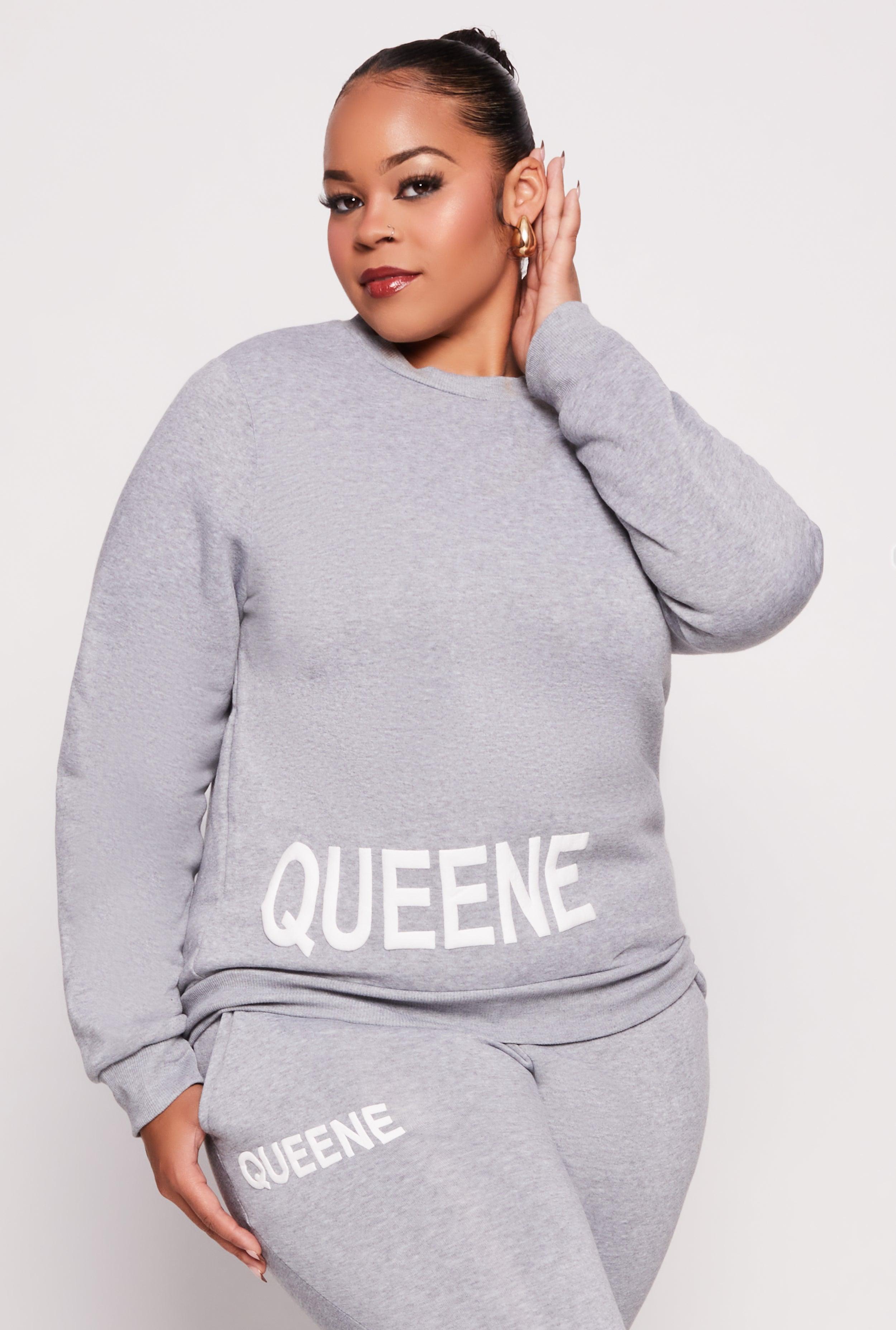 Womens Plus Size Queene Puff Print Fleece Lined Sweatshirt Product Image