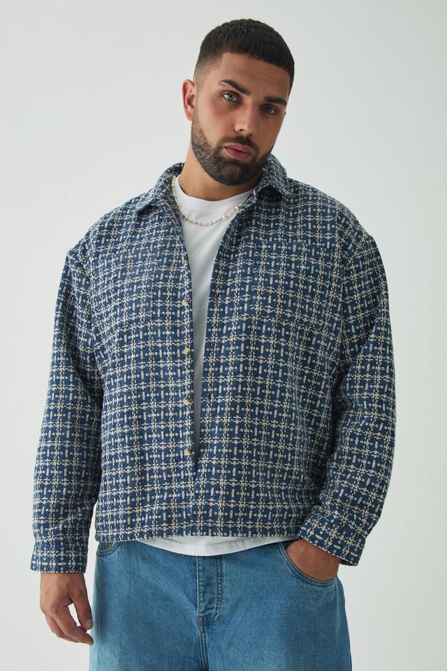 Plus Heavy Weight Boucle Overshirt | boohooMAN USA Product Image