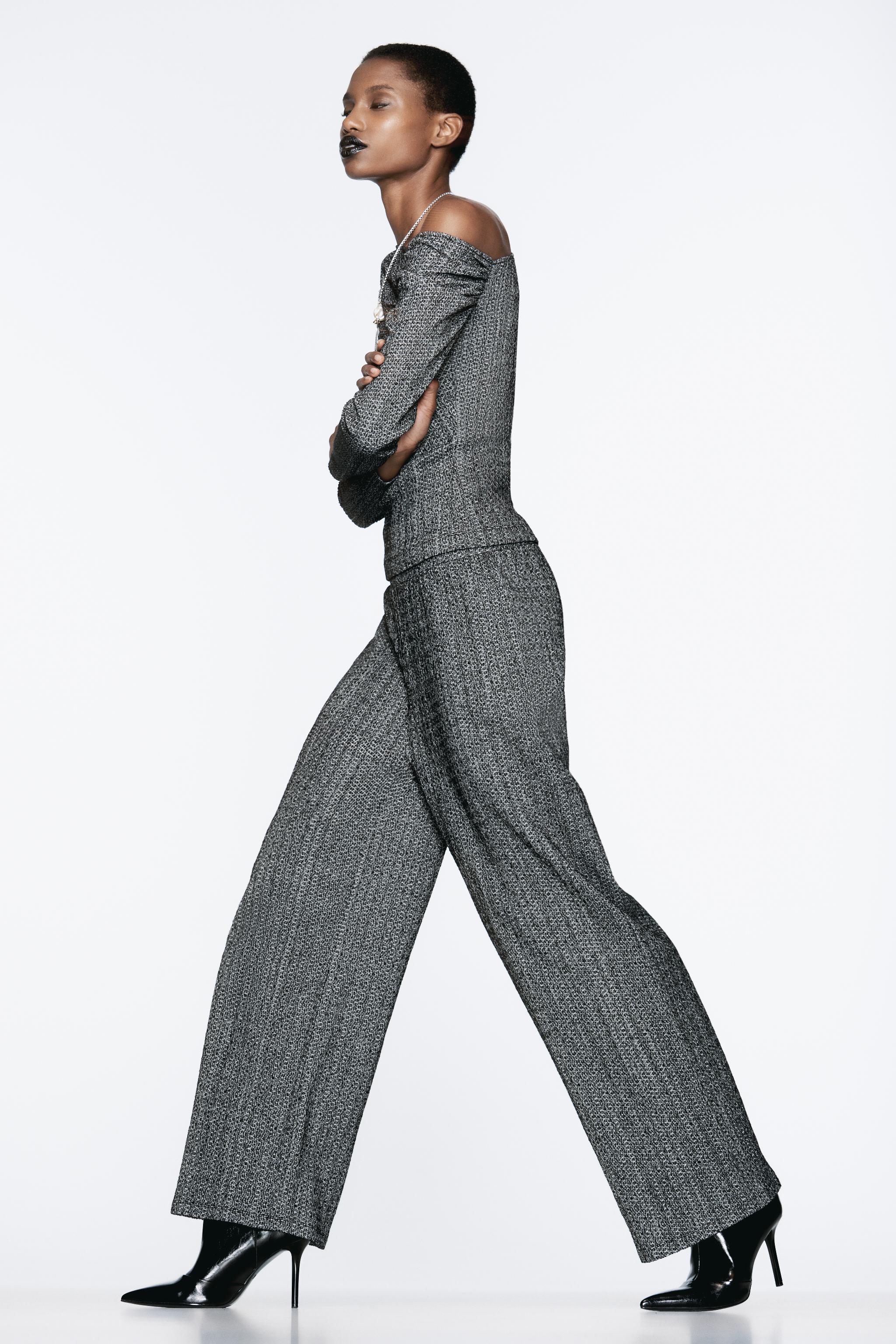 TEXTURED WIDE LEG PANTS product image