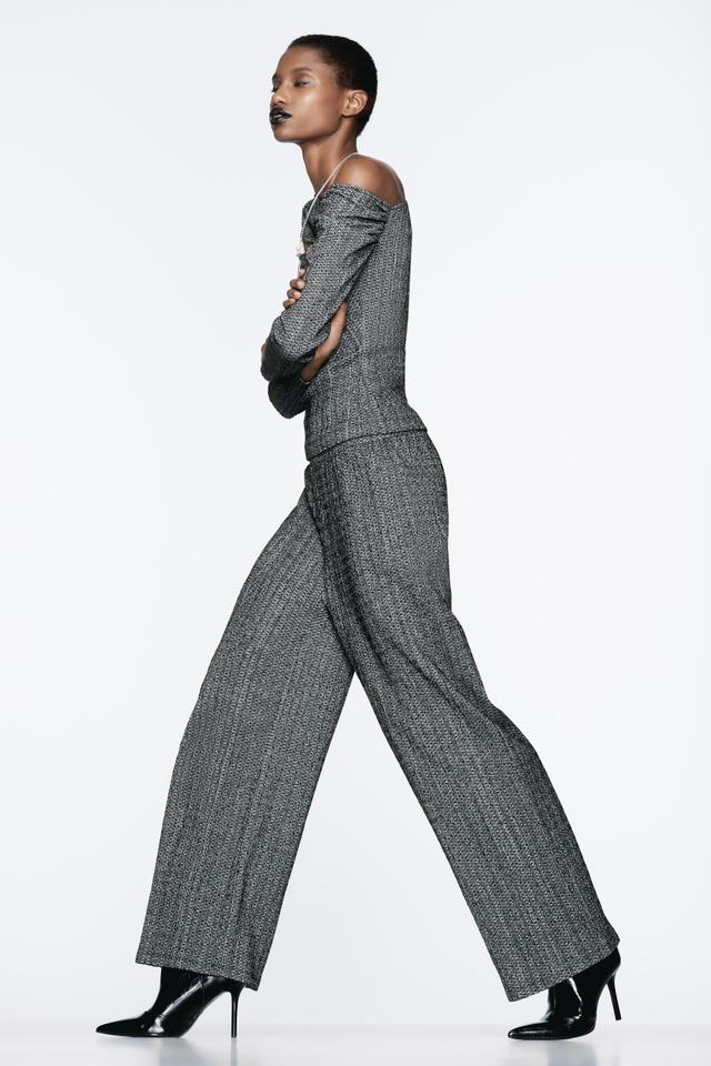 TEXTURED WIDE LEG PANTS Product Image