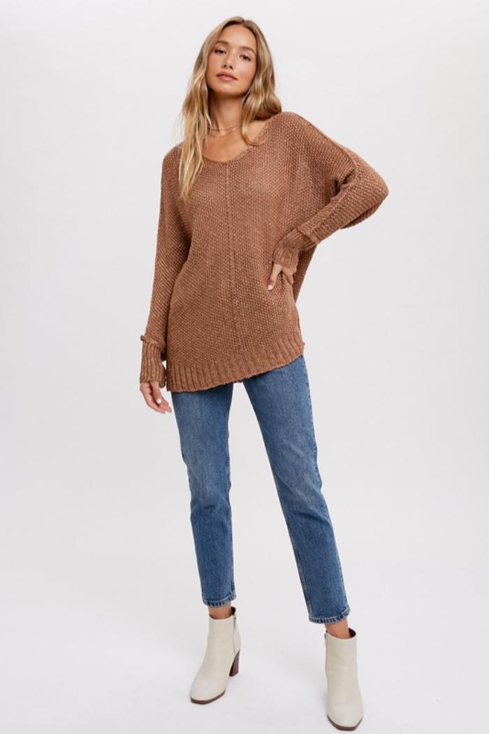 Reverse Seam V Neck Sweater Product Image