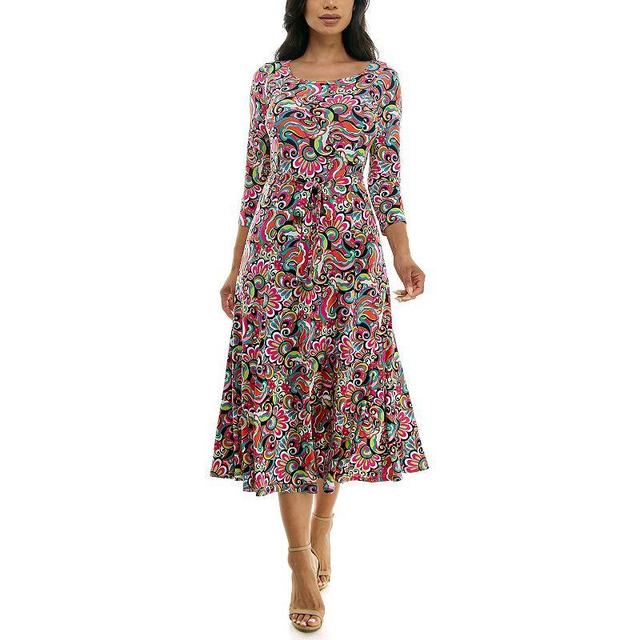 Womens Nina Leonard Sylvia Midi Dress with Belt Product Image