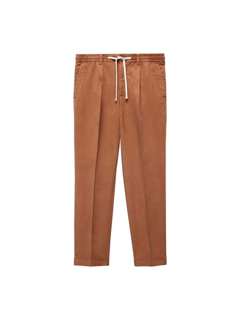 MANGO MAN - PantalÃ³n slim fit mezcla lino cordÃ³n burnt orangeMen Product Image