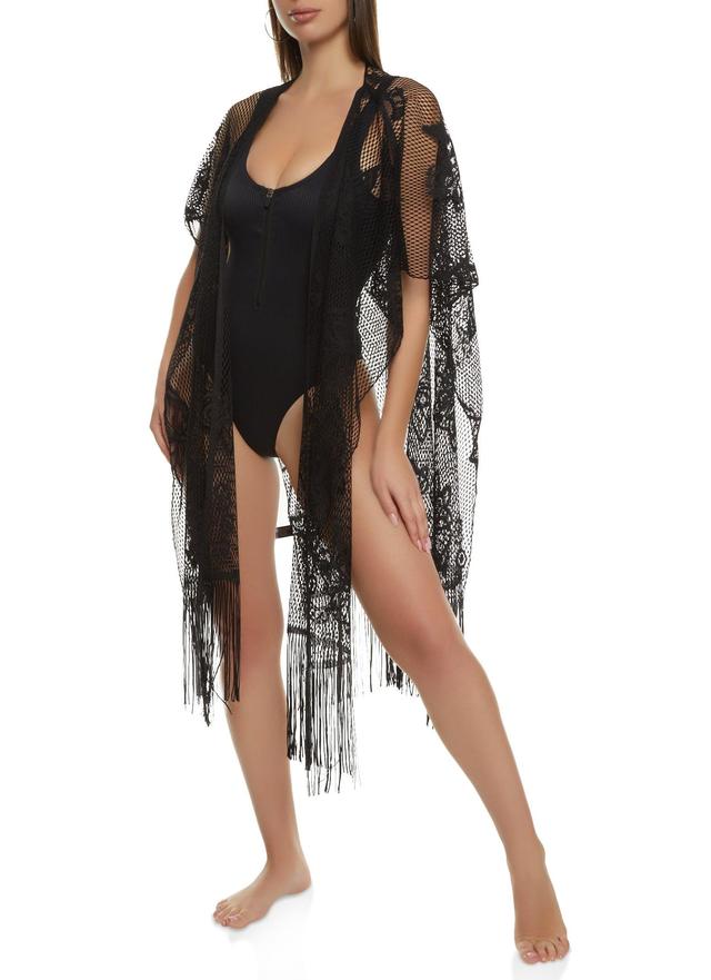 Butterfly Lace Fringe Hem Swim Cover Up Female Product Image