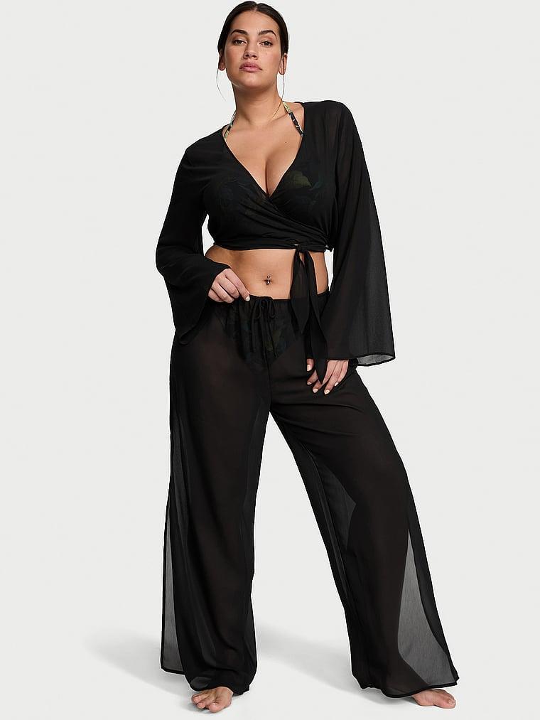 Sheer Crinkle Wide-Leg Pants Product Image