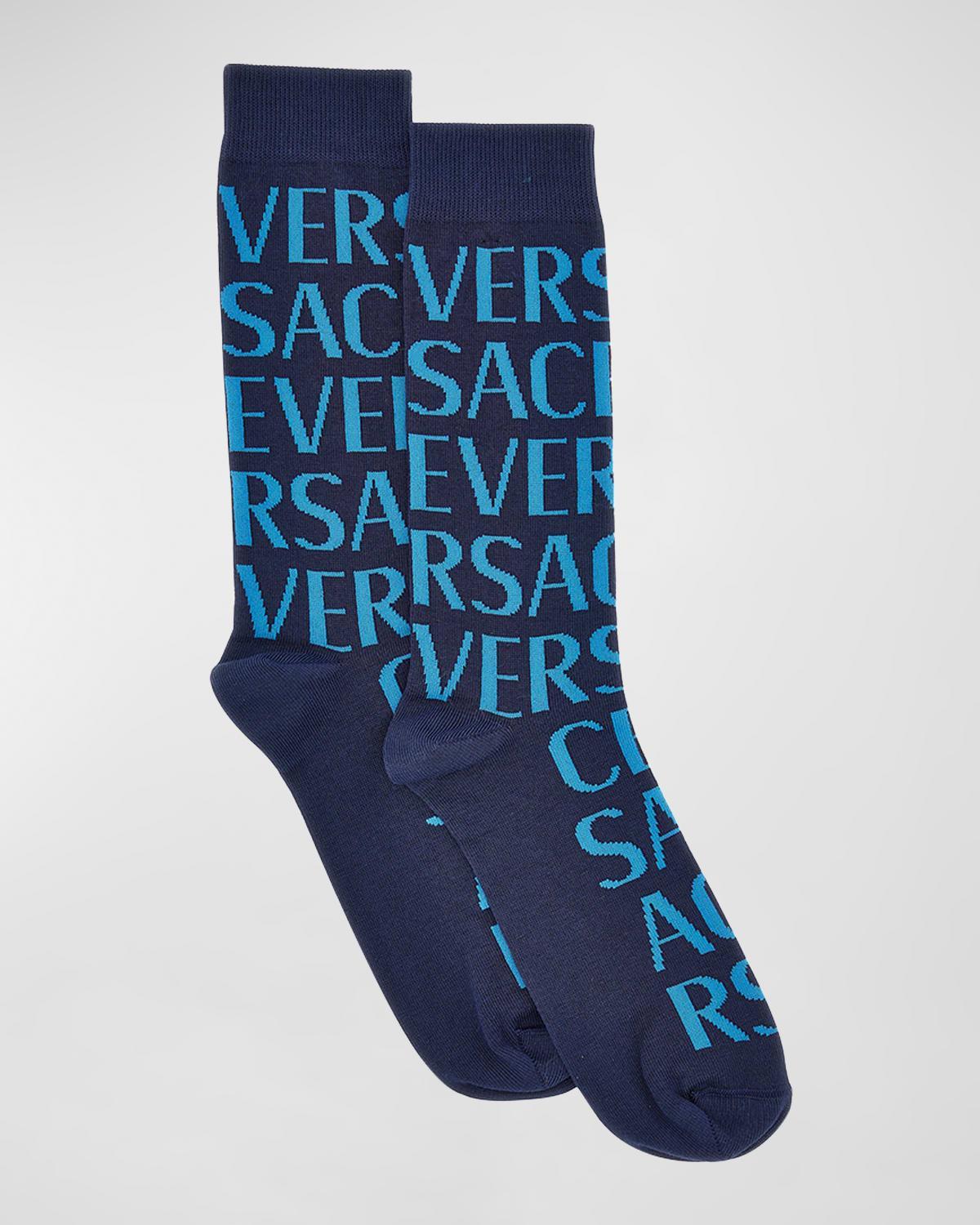 Mens Allover Logo Crew Socks Product Image