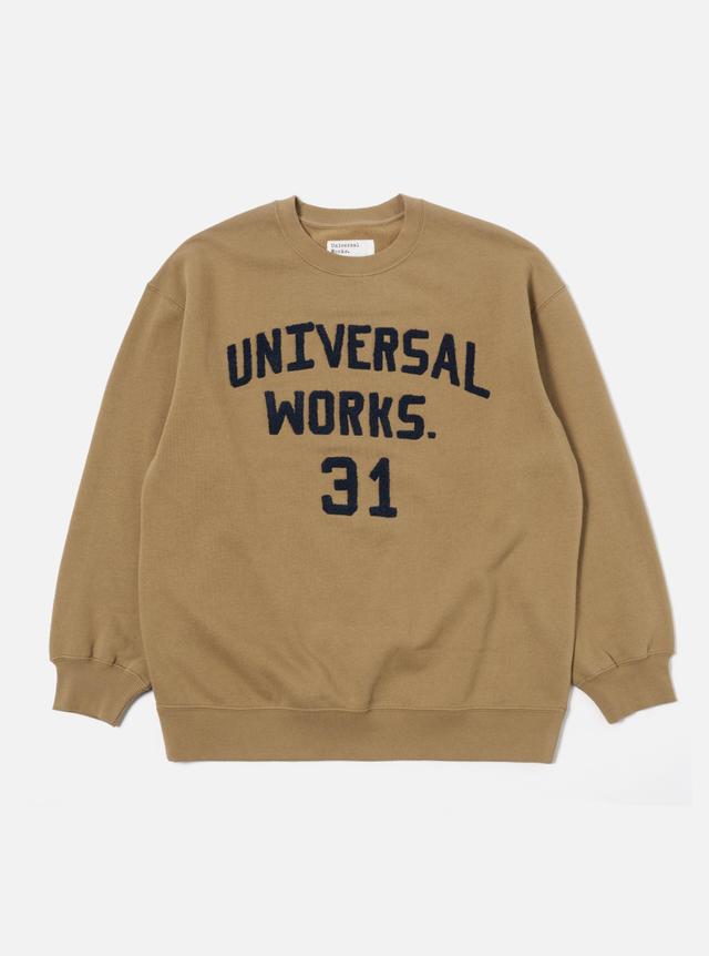 Universal Works Embroidered Sweatshirt in Sand Brush Back Sweat Product Image