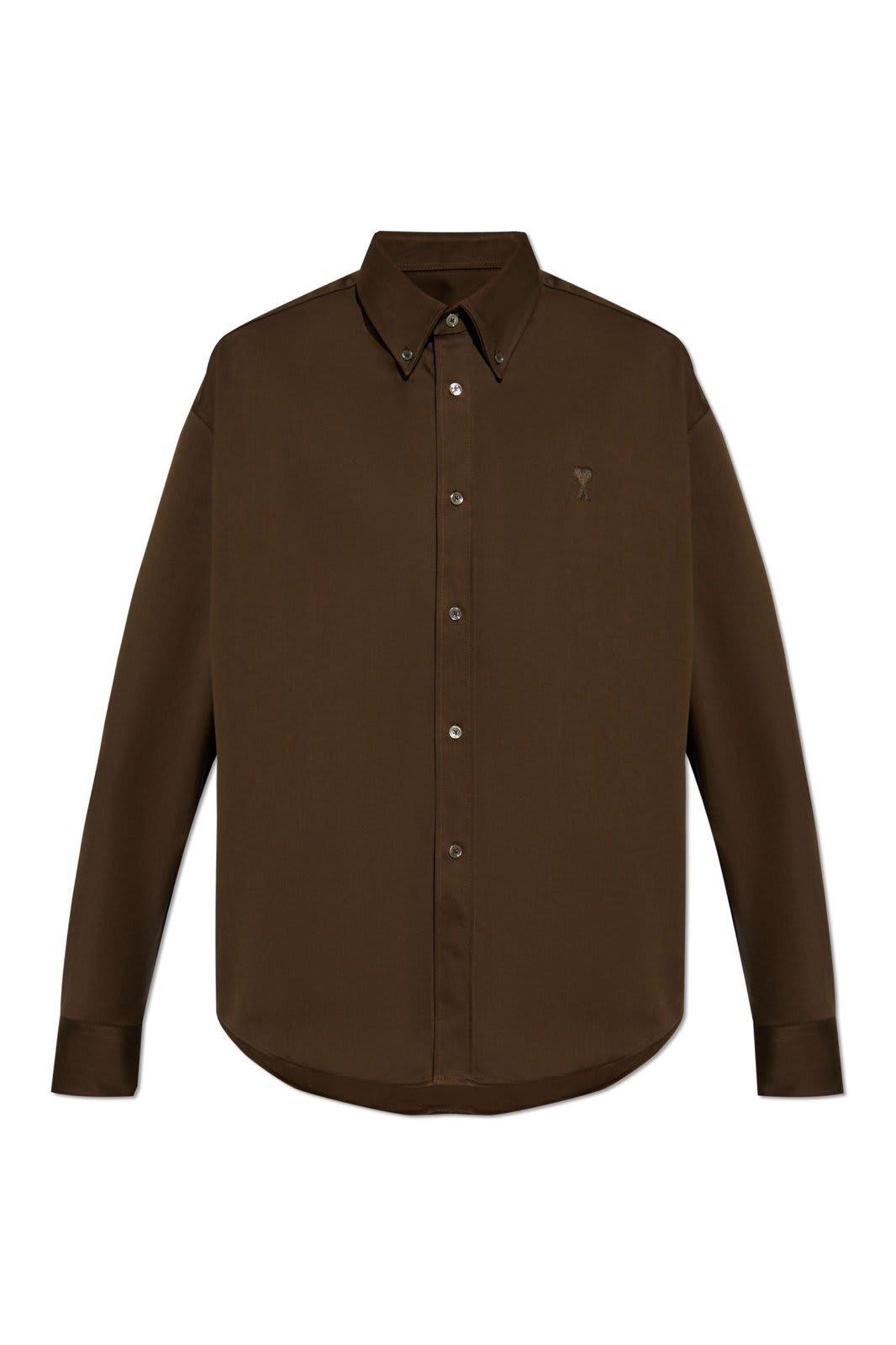 Ami Paris Ami De Coeur Boxy Fit Shirt In Brown Product Image