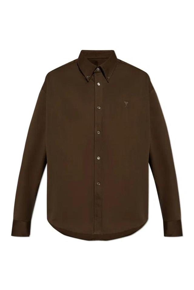 Ami Paris Ami De Coeur Boxy Fit Shirt In Brown Product Image