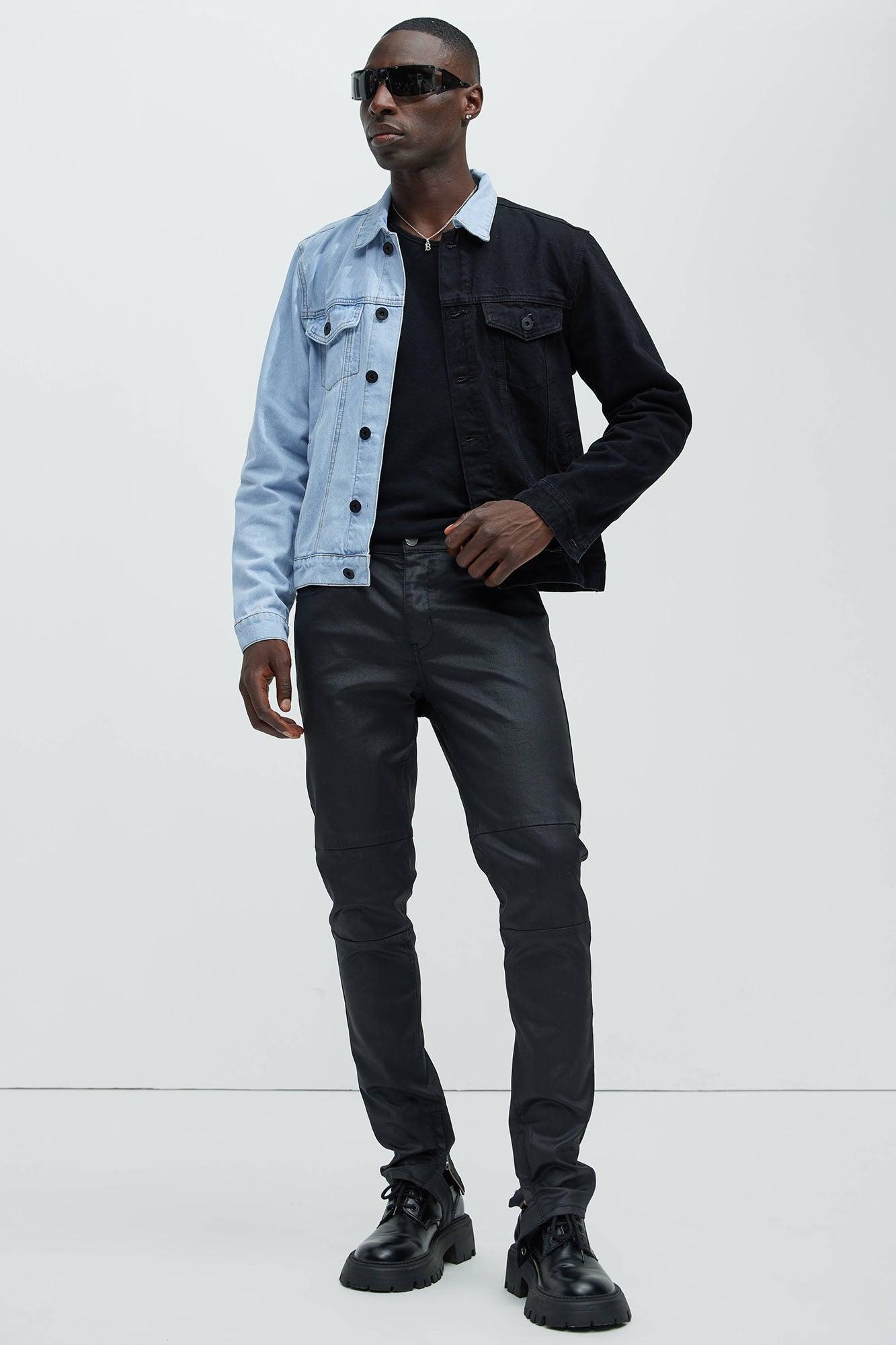 Two Tone Denim Jacket - Black/Combo Product Image