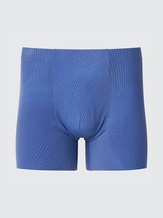 Mens Airism Ultra Seamless Printed Boxer Briefs Blue Small UNIQLO US Product Image