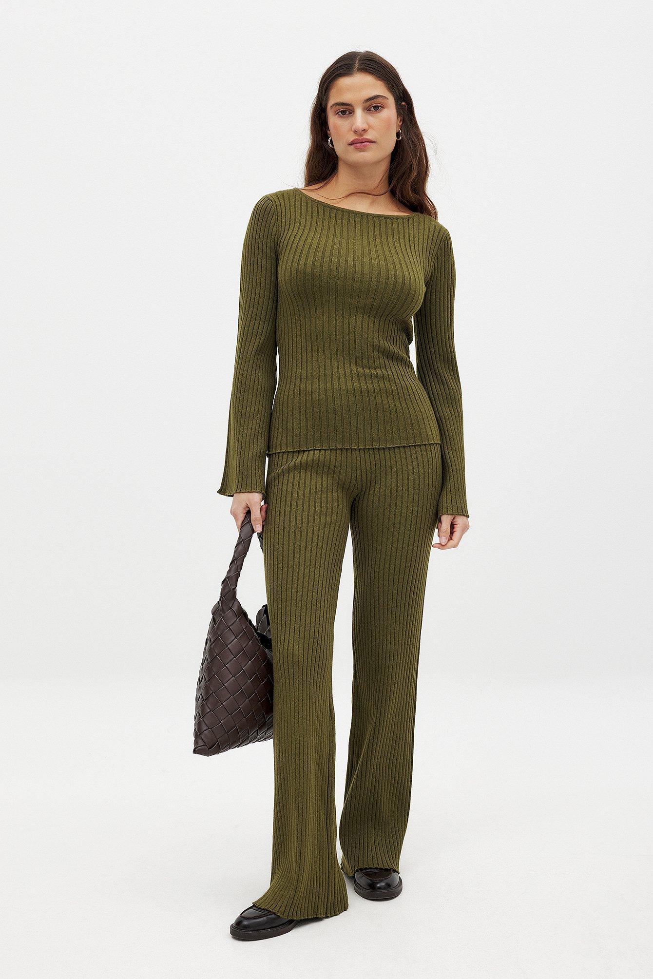 Rib Knitted Trousers Product Image