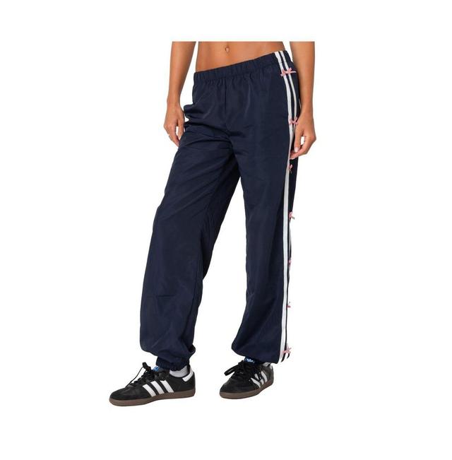 Edikted Womens Bow Stripe Nylon Track Pants Product Image