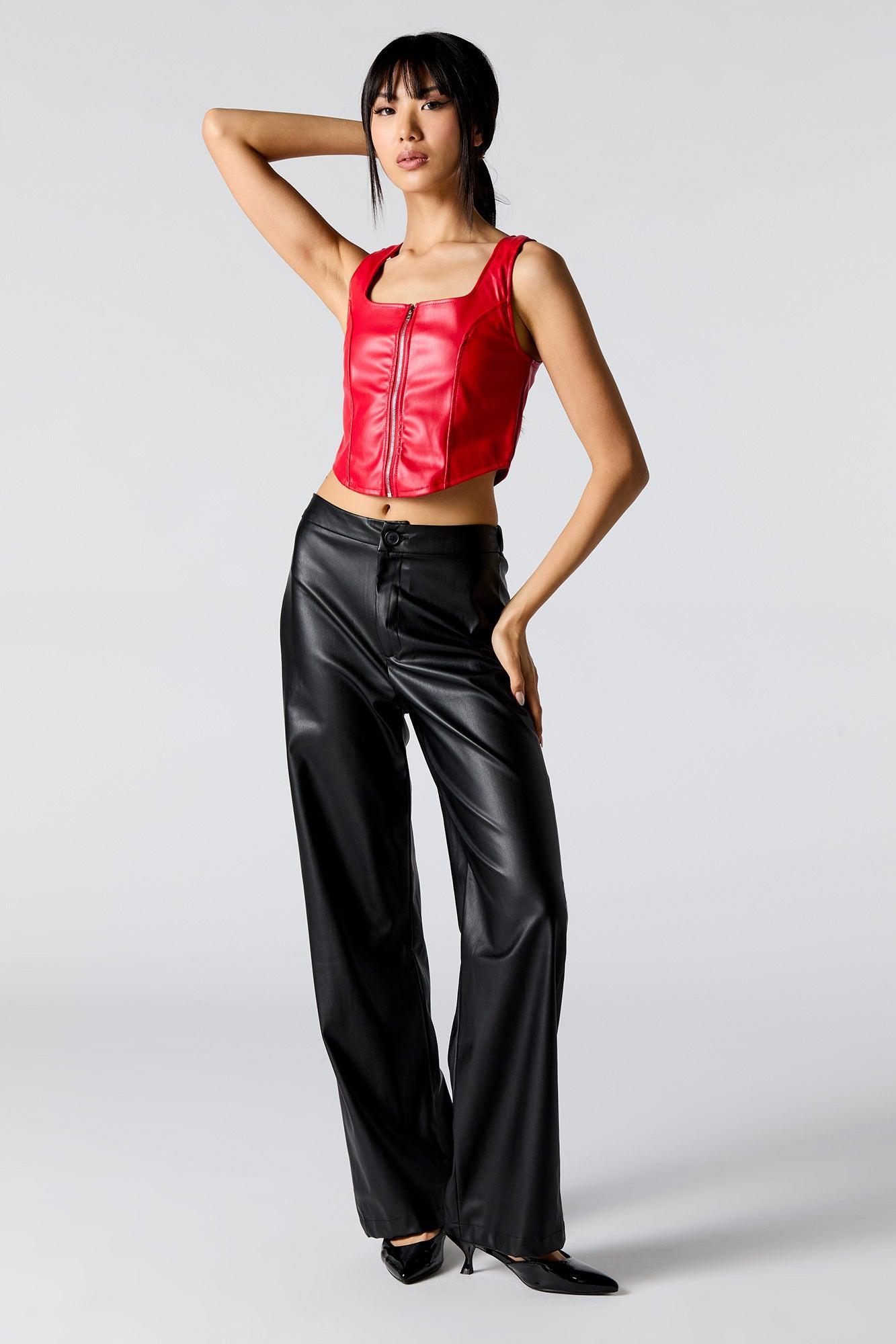 Faux Leather Corset Top Female Product Image