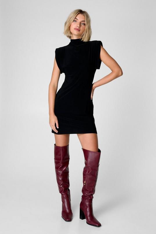 Slinky Shoulder Pad Mini Dress Product Image