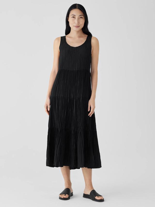 EILEEN FISHER Crushed Silk Tiered Dressfemale Product Image