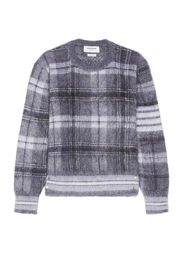 Thom Browne Relaxed Fit Tartan Jacquard Mohair & Wool Blend Sweater Product Image