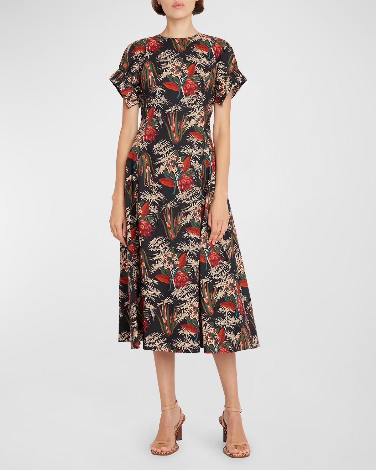 Devon Floral Poplin Fit & Flare Midi Dress Product Image