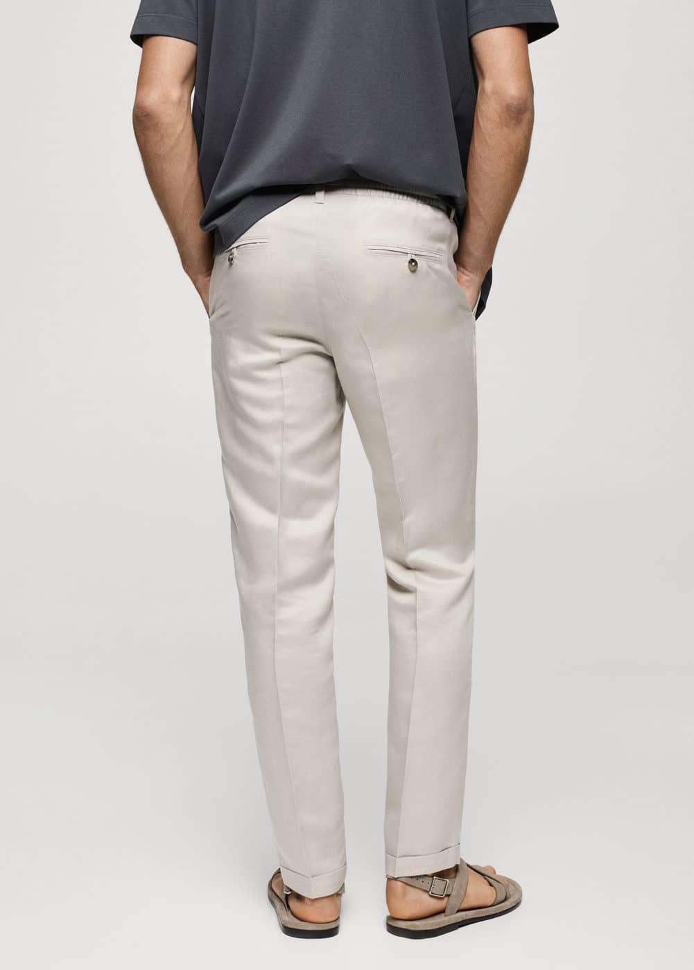 MANGO MAN - Tencel linen drawstring pants ice greyMen Product Image