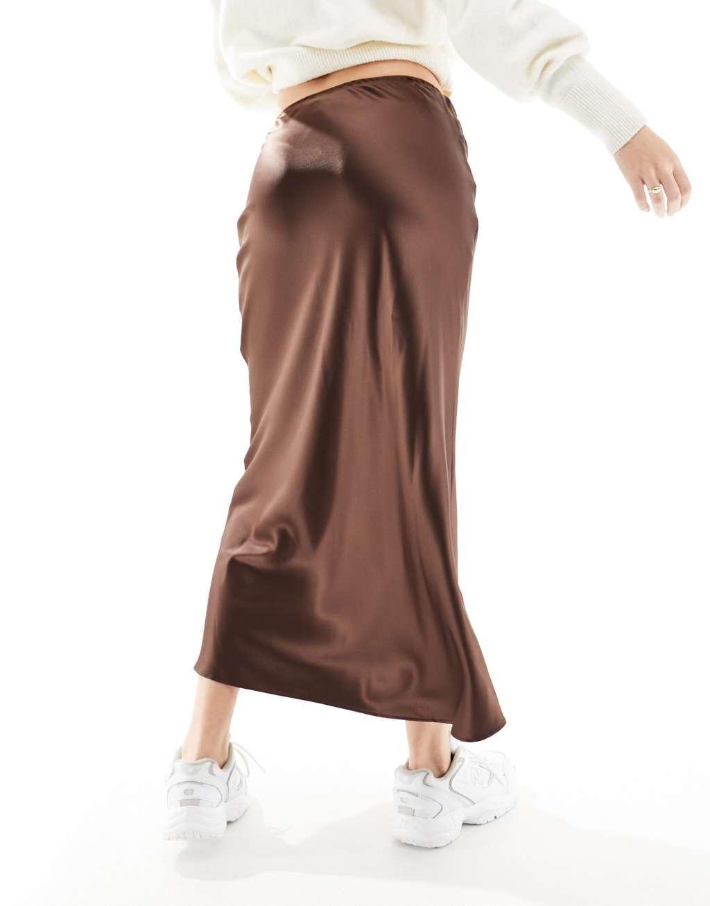 River Island satin bias slip skirt Product Image