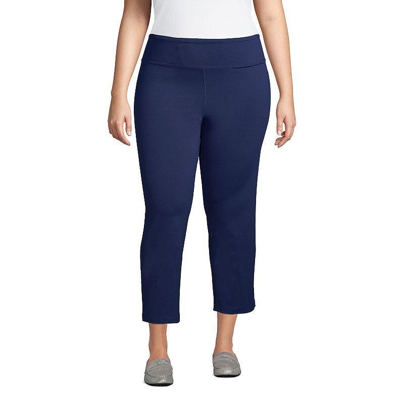 Plus Size Lands End Active Crop Yoga Pants, Womens Deep Blue Product Image