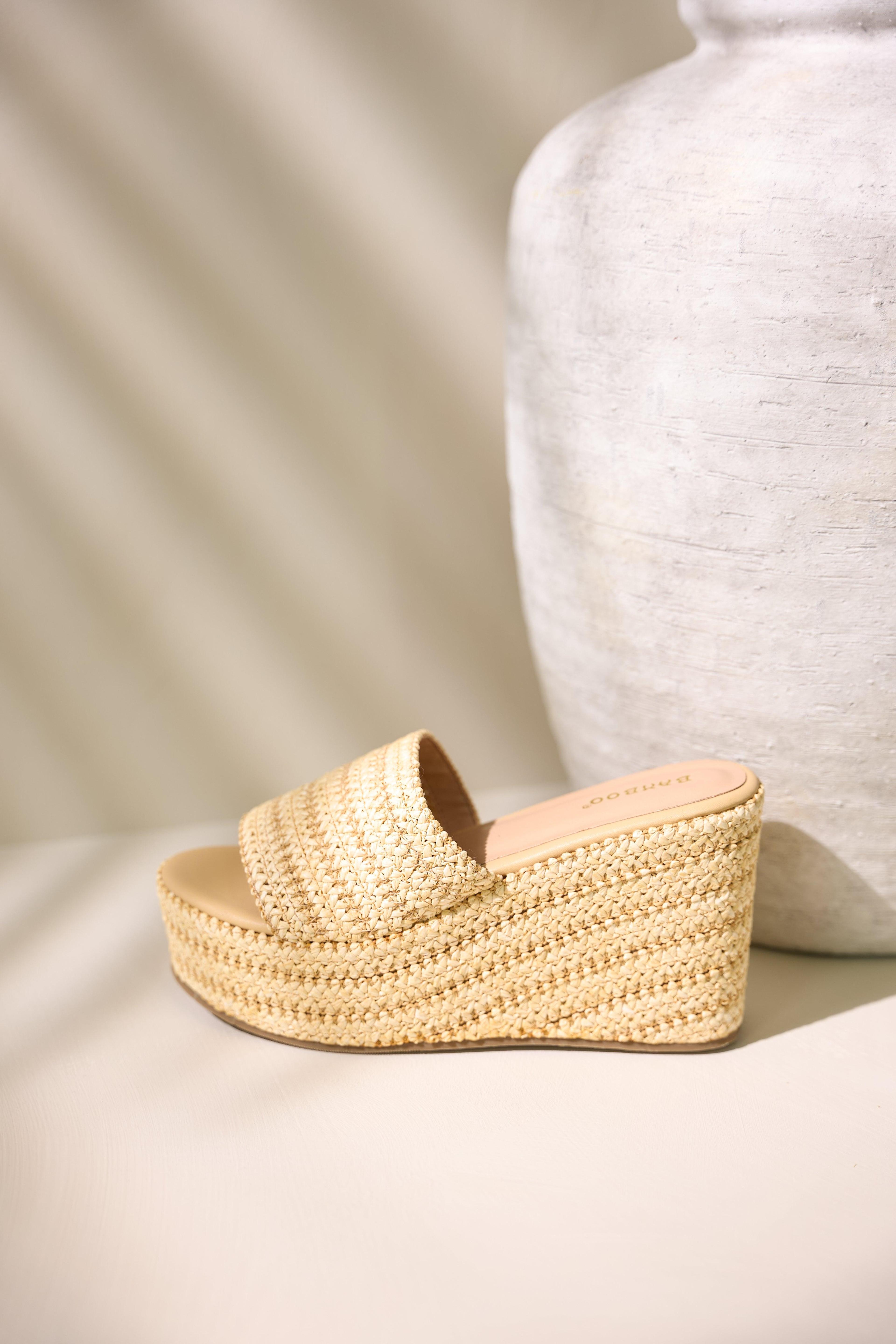 Shoreline Chic Natural Espadrille Platform Sandals Product Image