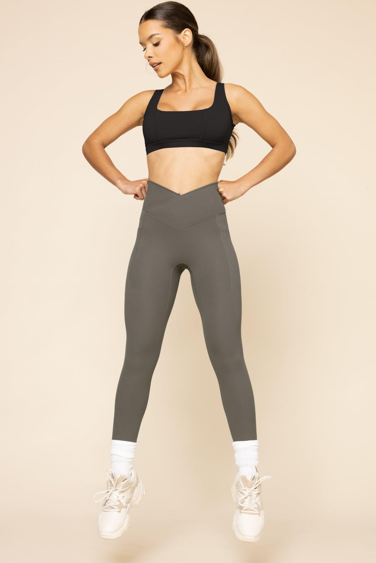 Crisscross Hourglass® Leggings with Pockets - English Ivy Product Image