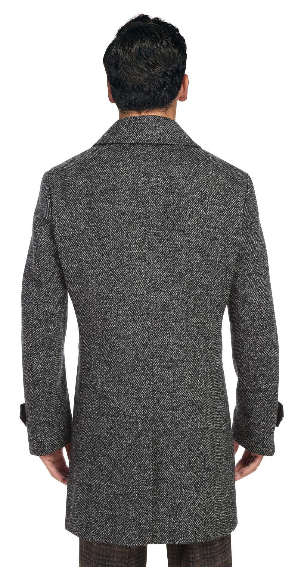 Gray Slim Fit Wool Blend Long Overcoat Product Image