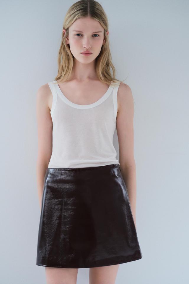 100% LEATHER SHORT SKIRT ZW COLLECTION Product Image