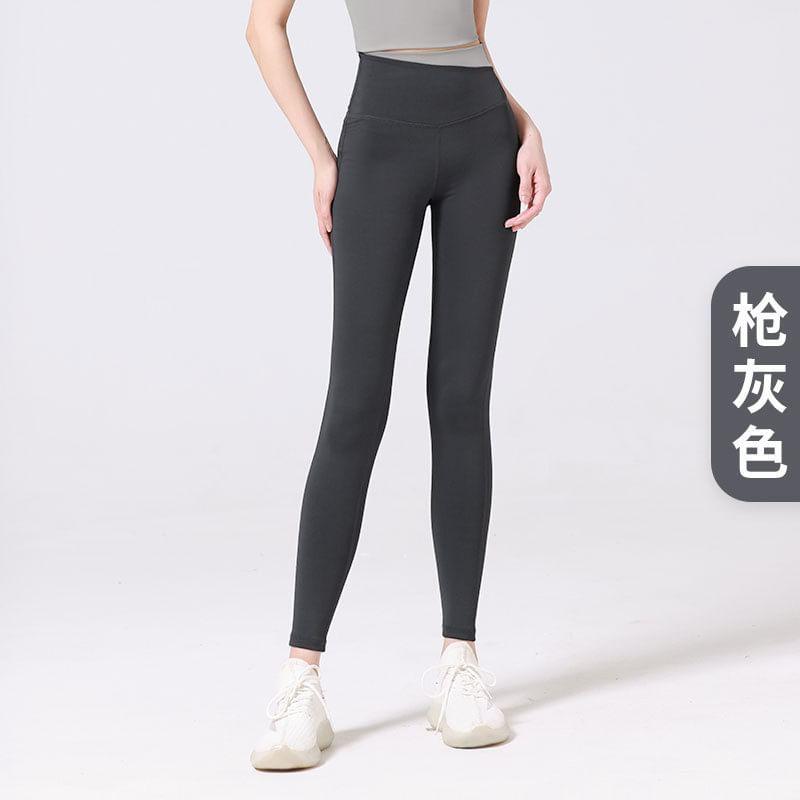 High Waist Two Tone Yoga Pants Product Image