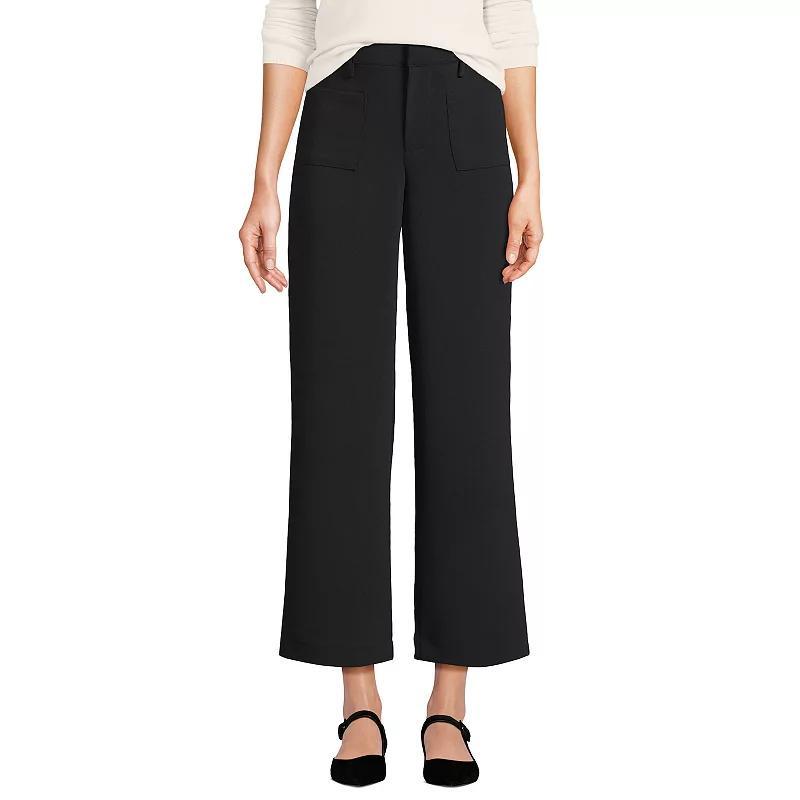 Womens Lands End High Rise Patch Pocket Wide Leg Crop Pants Product Image