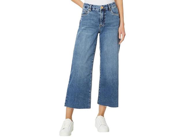 KUT from the Kloth Petite Meg High Rise Fab Ab Wide Leg Raw Hem Hem (Gripping) Women's Jeans Product Image