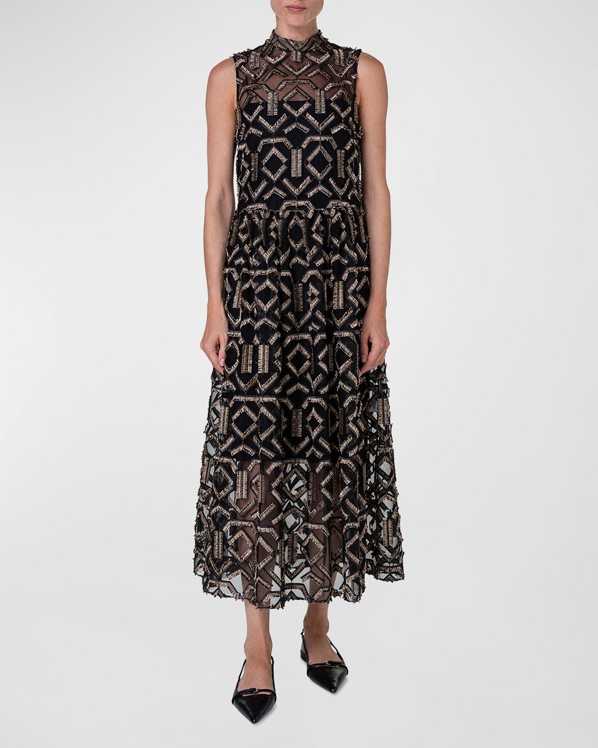 Akris punto Metallic Embroidery Sleeveless Midi Dress Product Image