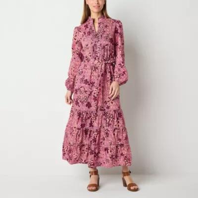 Ryegrass Womens Long Sleeve Beaded Floral Maxi Dress product image