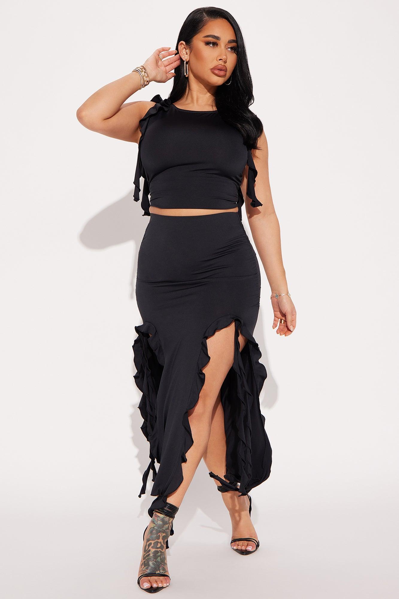 Sydney Ruffle Skirt Set - Black product image