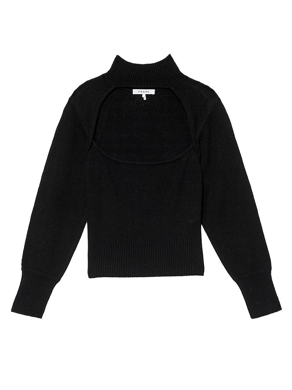 Womens Cut-Out Turtleneck Cashmere-Blend Sweater Product Image