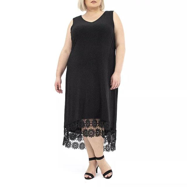 Plus Size Nina Leonard High Low Crochet Dress, Womens Product Image