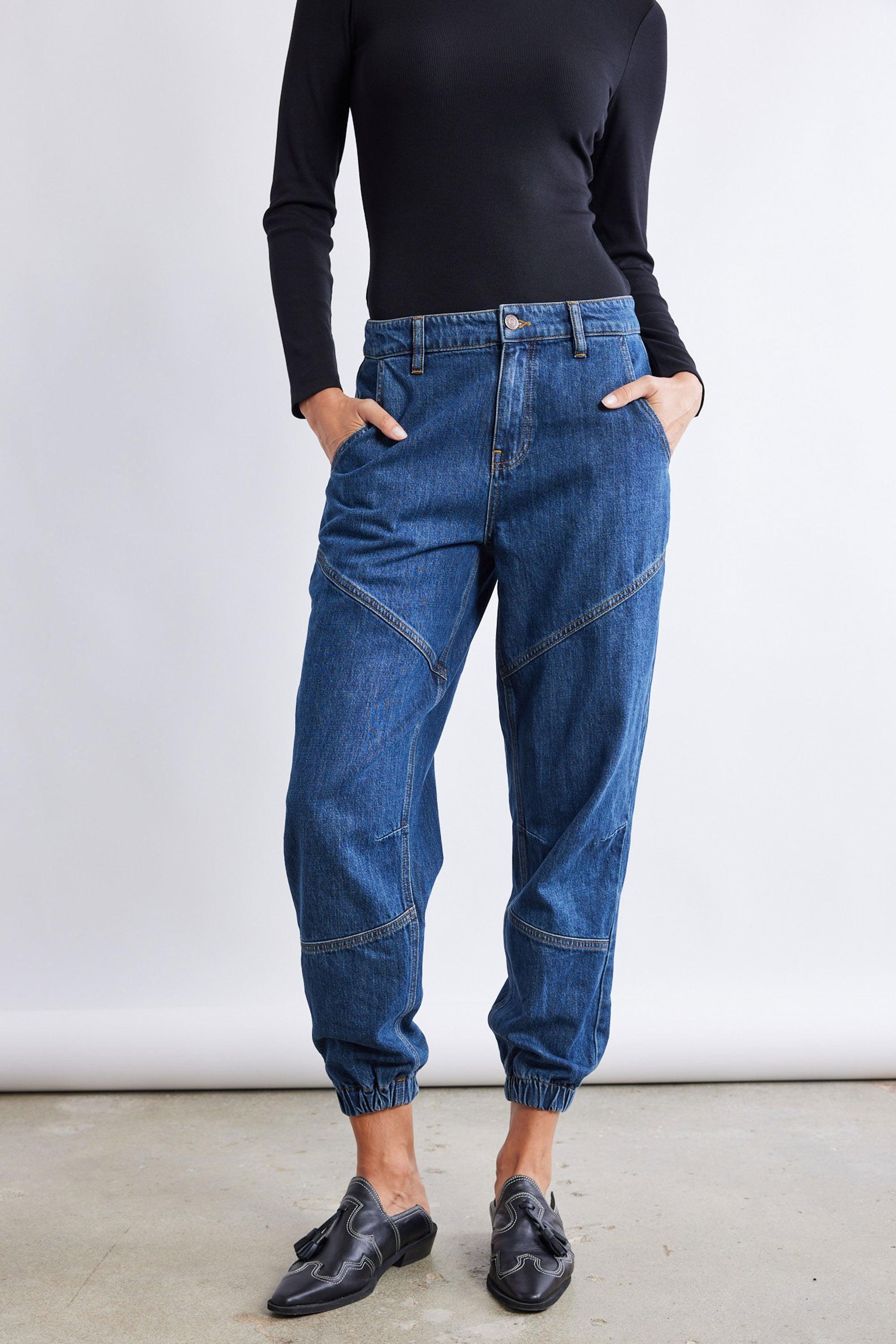 Relaxed Light Denim Joggers Product Image