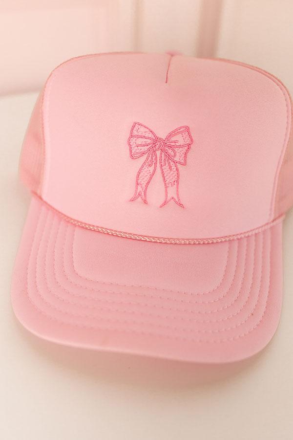 Coquette Crush Embroidered Trucker Hat In Pink Product Image